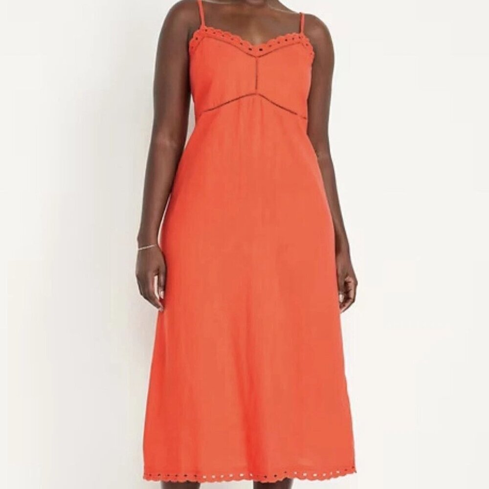 Old Navy Linen Blend Midi Cami Sundress Size M Tall
